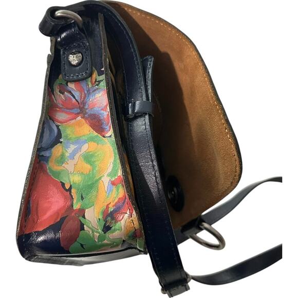 Patricia Nash Ilina Navy Floral Leather Flap Crossbody - Picture 12 of 16